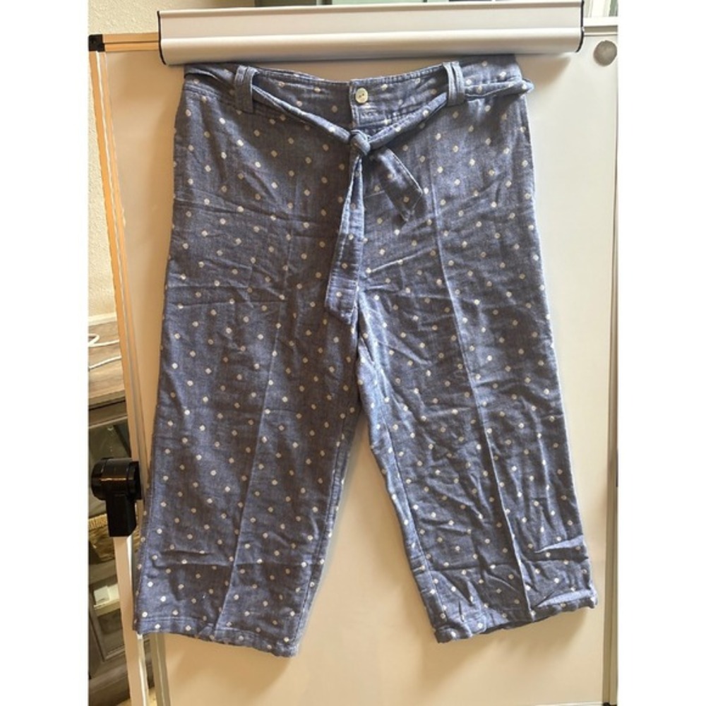 St Tropez West large cropped blue polka‎ dot pants cotton blend